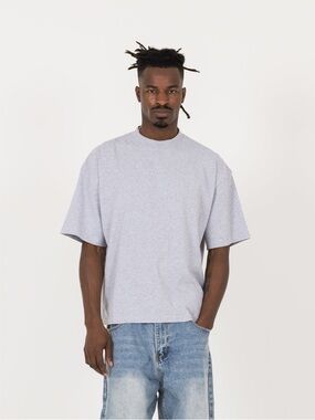 Destructive Cropped T-Shirt - Light Marl Grey Size Small